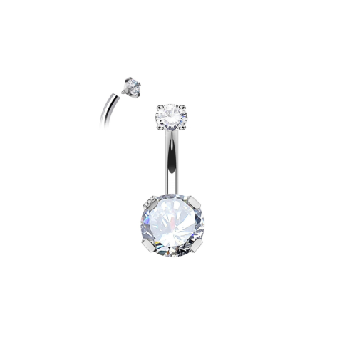 Banane nombril titane ASTM F136 double strass griffé