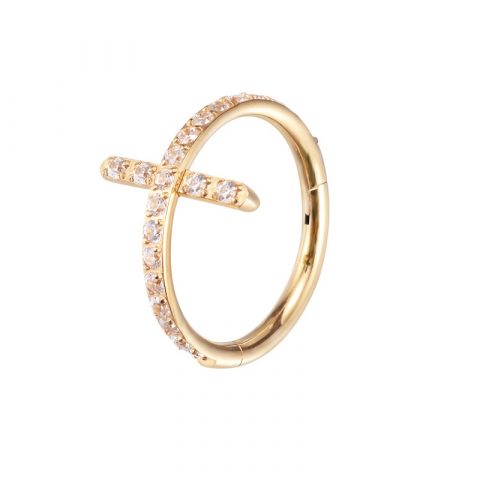 Clicker titane G23 gold PVD 14K cross