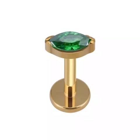 Labret titane ASTM F136 gold PVD 18K Green Marquise