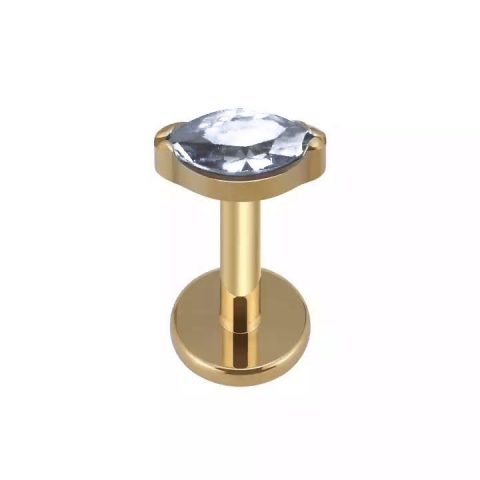 Labret titane ASTM F136 gold PVD 18K White Marquise