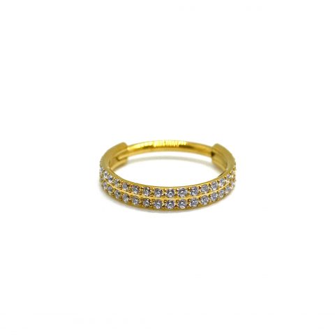 Clicker titane ASTM F136 gold PVD 18K strass