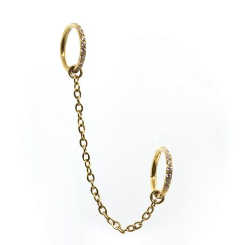 Double clickers titane ASTM F136 gold PVD 18K chainette