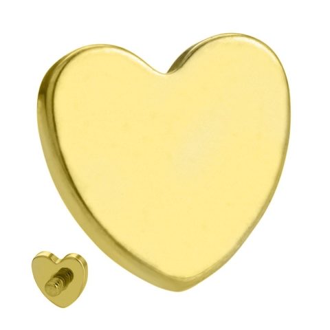 Accessoire cœur 4mm pour filetage interne 0,9mm titane ASTM F136 gold PVD 18 carats