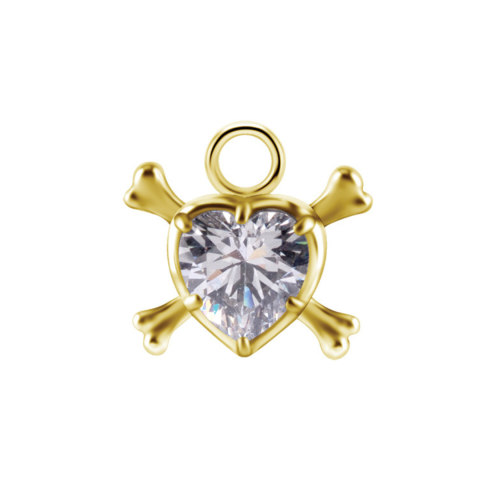 Charm 7mm acier 316L gold PVD 24K cubic zirconium premium