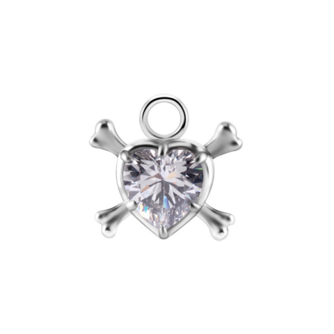 Charm 7mm acier 316L cubic zirconium premium