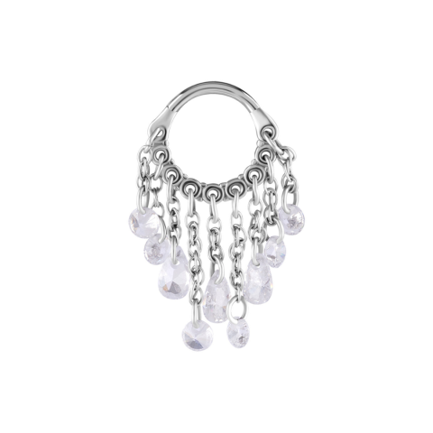 Clicker acier 316L stone dangle cubic zirconium