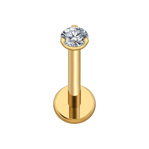 Labret titane ASTM F136 gold PVD 18K strass griffé 2,5mm
