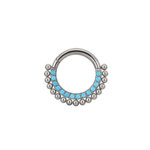 Clicker titane ASTM F136 turquoises synthétiques