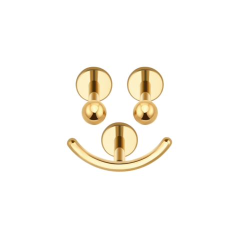 Labrets titane ASTM F136 gold PVD 18K smiley face