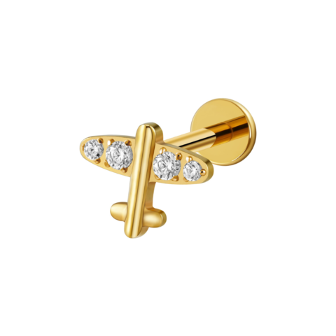 Accessoire pour filetage interne 0,9mm titane ASTM F136 gold PVD 18K plane