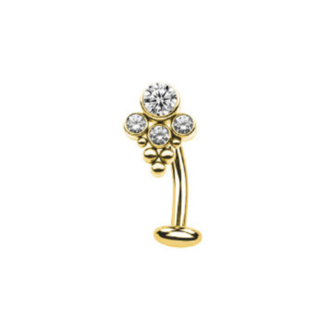 Banane labret titane ASTM F136 gold PVD 18K filetage interne