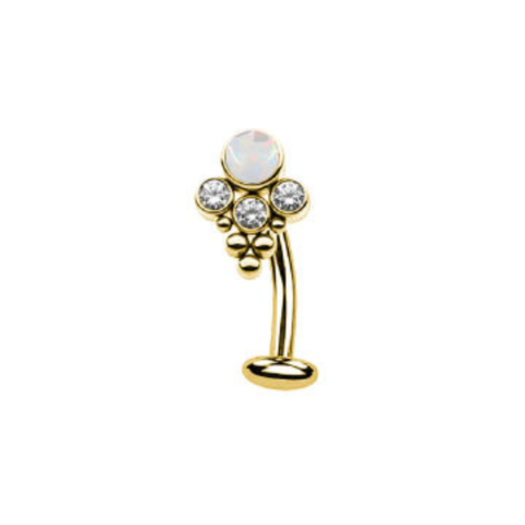 Banane labret titane ASTM F136 gold PVD 18K filetage interne