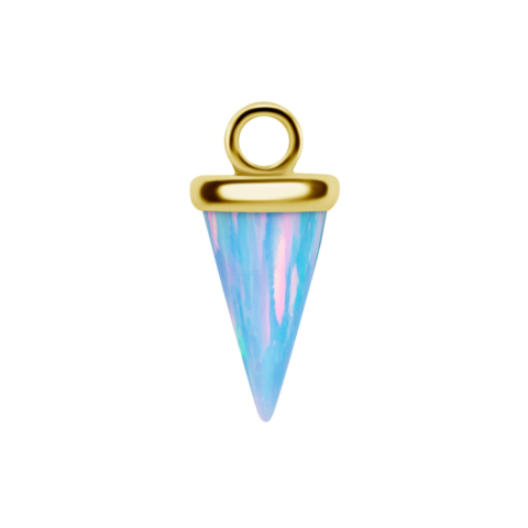 Charm 10mm OR 18K lab created opal spike clear blue