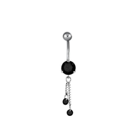 Banane acier 316L black stone dangle