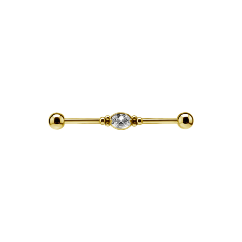 Barbell industriel acier 316L gold PVD 24K filetage externe