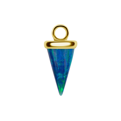 Charm 10mm OR 18K lab created opal spike deep blue