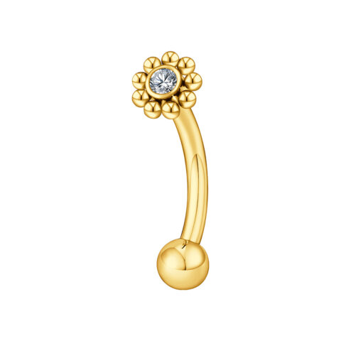 Banane titane ASTM F136 gold PVD 18K filetage interne