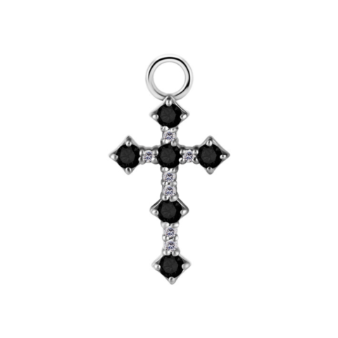 Charm 15mm chrome cobalt black zirconium Cross