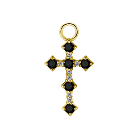 Charm 15mm chrome cobalt gold PVD 18 carats black zirconium Cross