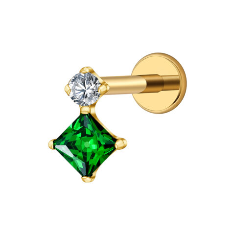 Accessoire pour filetage interne 0,9mm titane ASTM F136 gold PVD 18K green zirconium