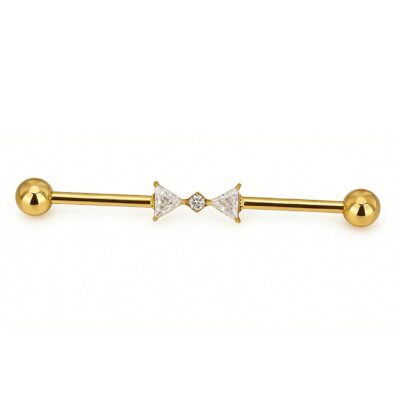 Barbell indusriel titane ASTM F136 gold PVD 18K filetage externe