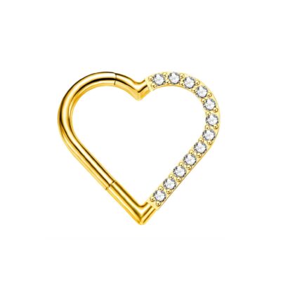 Clicker titane ASTM F136 gold PVD 18k heart right
