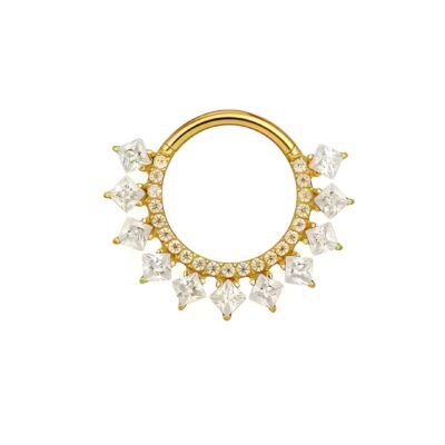 Clicker titane ASTM F136 gold PVD 18k strass