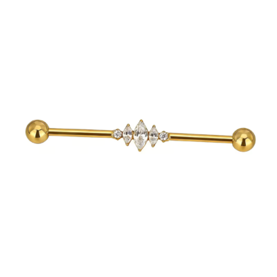 Barbell indusriel titane ASTM F136 gold PVD 18K filetage externe