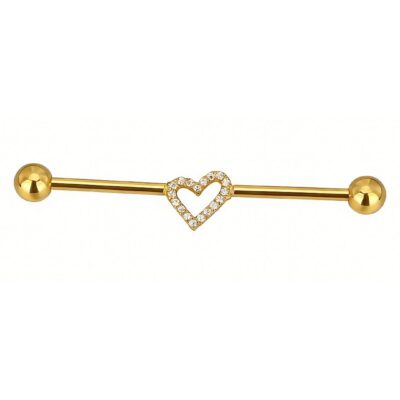 Barbell indusriel titane ASTM F136 gold PVD 18K filetage externe