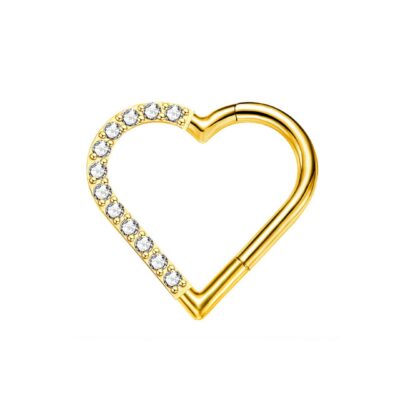 Clicker titane ASTM F136 gold PVD 18k heart left