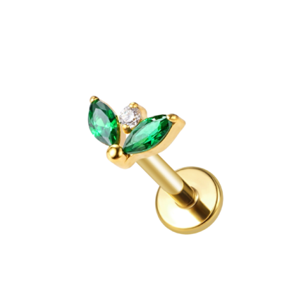 Labret threadless titane ASTM F136 gold PVD 18k green