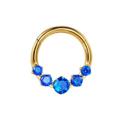 Clicker titane ASTM F136 gold PVD 18k blue