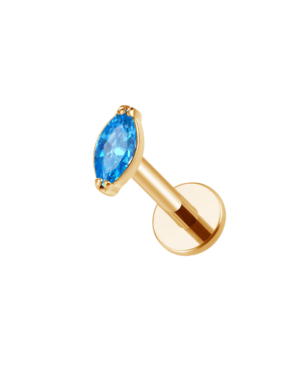 Labret titane ASTM F136 gold PVD 18k filetage interne blue