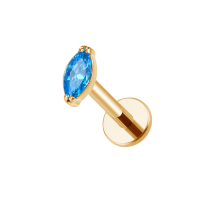 Labret titane ASTM F136 gold PVD 18k filetage interne blue