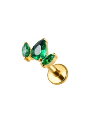 Labret threadless titane ASTM F136 gold PVD 18k green