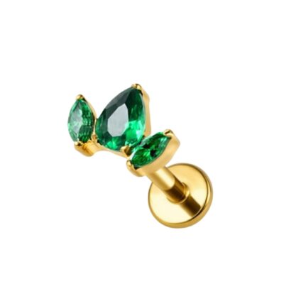 Labret threadless titane ASTM F136 gold PVD 18k green