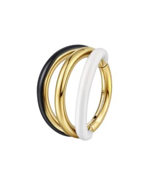 Clicker titane ASTM F136 gold PVD 18k triple black and white