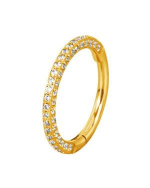 Clicker titane ASTM F136 gold PVD 18k strass