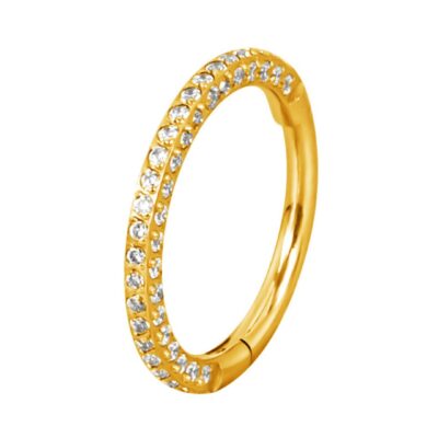 Clicker titane ASTM F136 gold PVD 18k strass