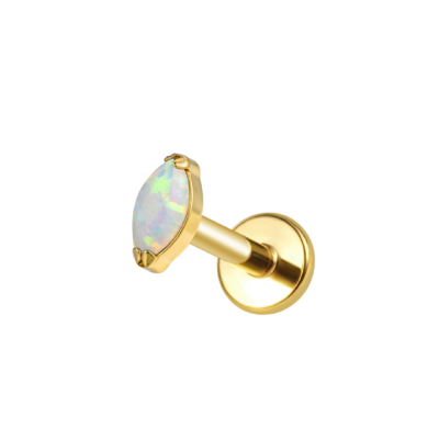 Labret titane ASTM F136 gold PVD filtage interne opale