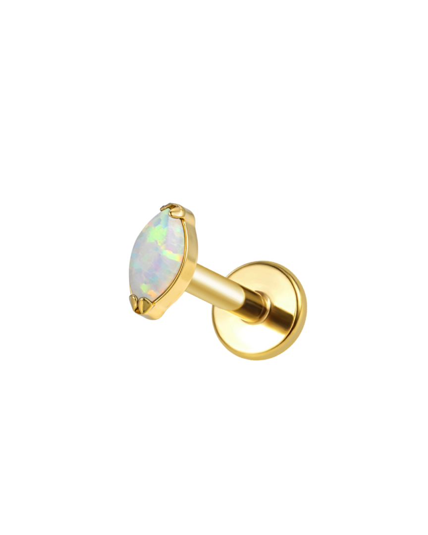 Labret titane ASTM F136 gold PVD filtage interne opale