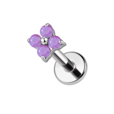 Labret titane ASTM F136 filtage interne purple