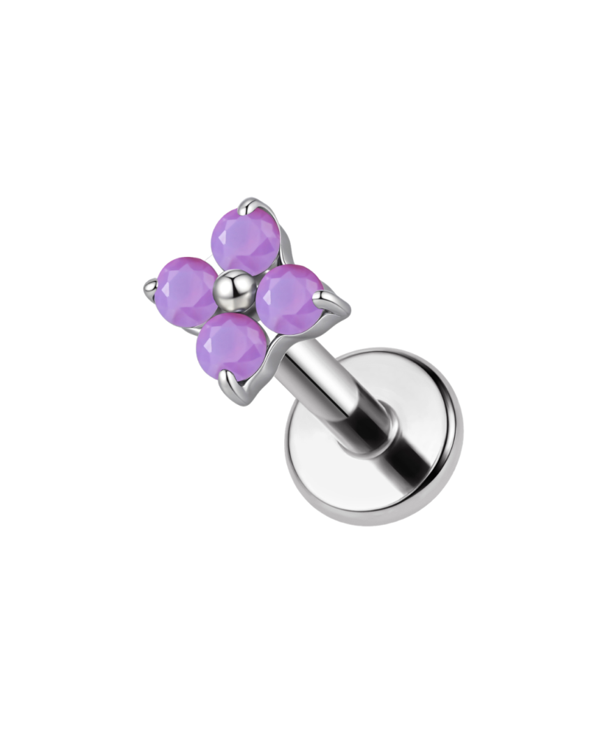 Labret titane ASTM F136 filtage interne purple